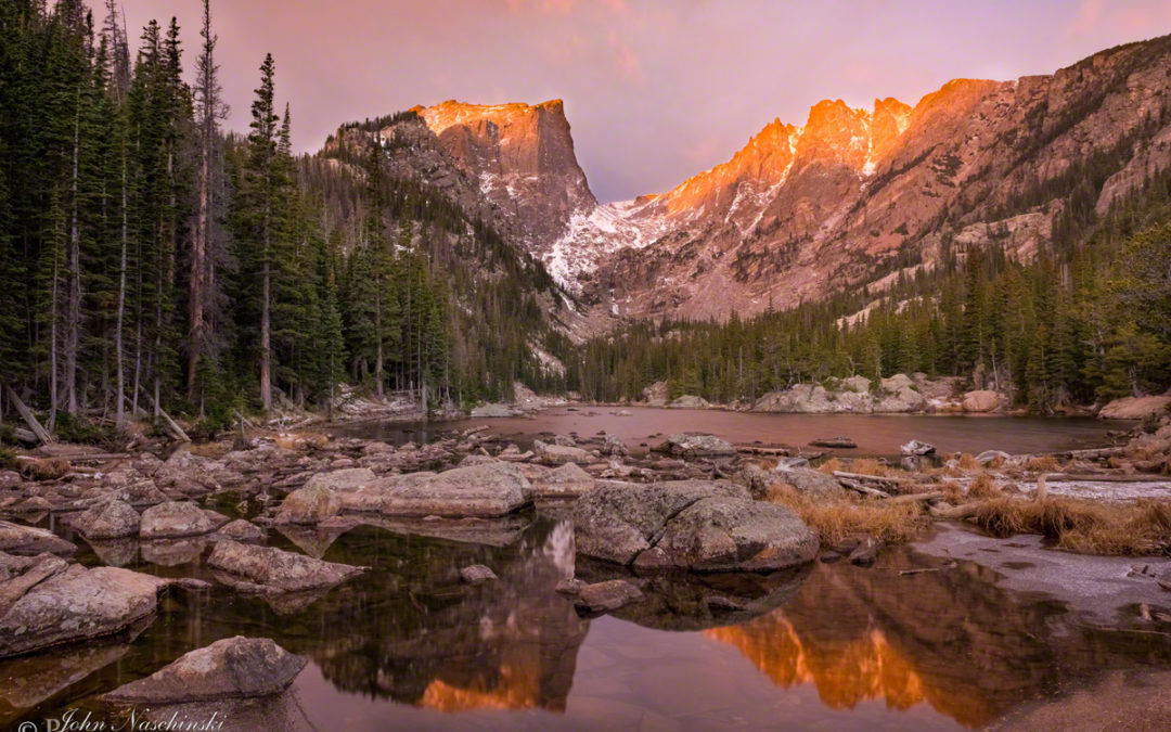 First Light at Dream Lake Rocky Mountain National Park