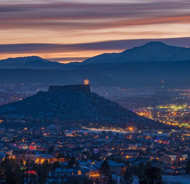 Castle Rock Star Shining Bright Above City Christmas Eve