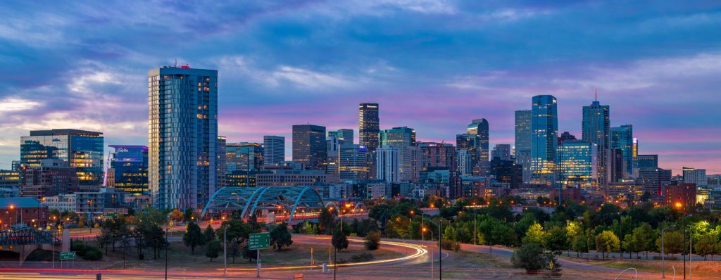 Photos of Downtown Denver Colorado Skyline at Sunrise