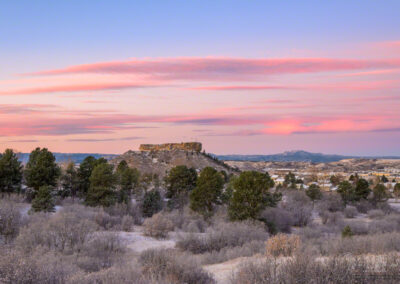 Fresh Dusting of Fall Snow with Pastel Pink Skies at Sunrise in Castle Rock