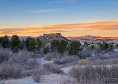 First Light and Fresh Snow in Fall at Sunrise in Castle Rock