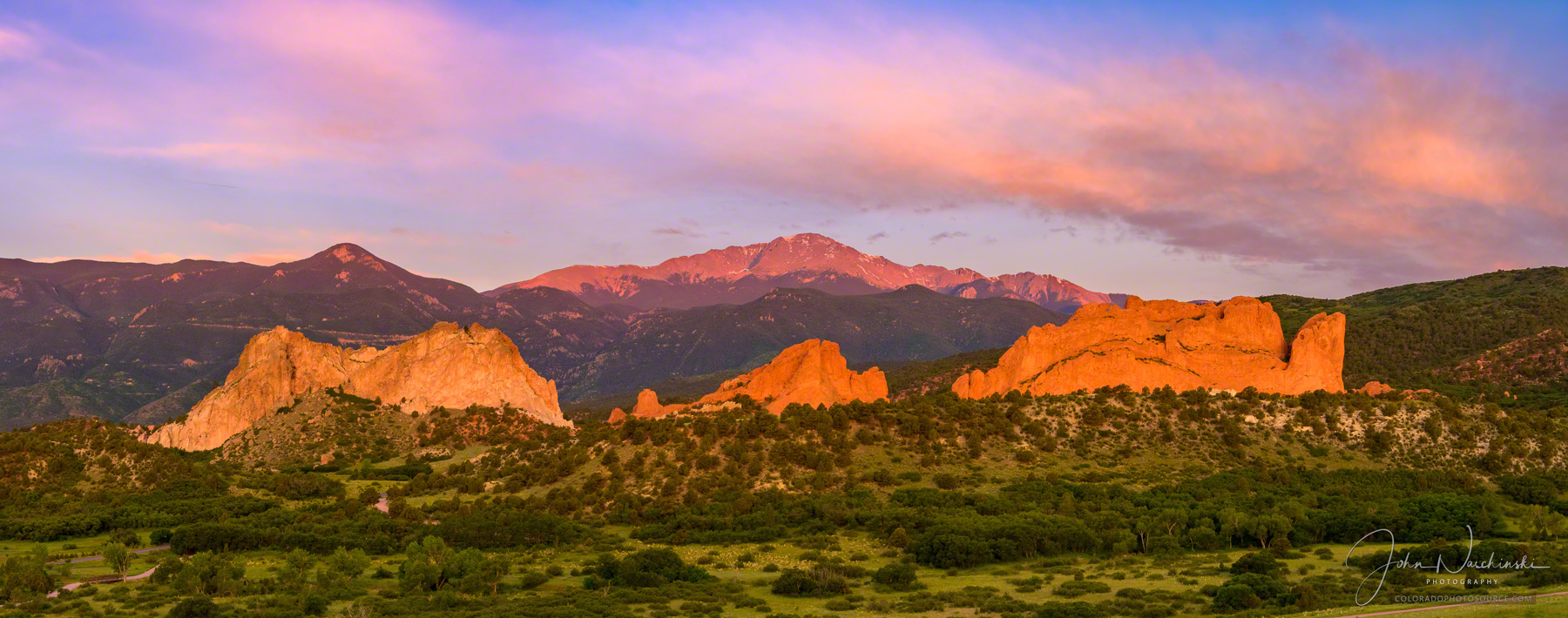 Pikes Peak - Sunrise Over Garden of the Gods in Colorado Springs