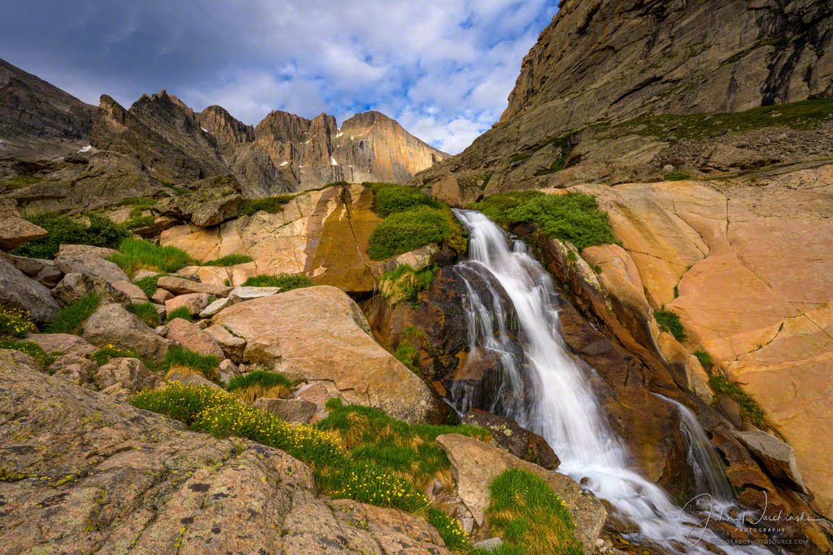 Photos of Longs Peak and Columbine Falls Just Below Chasm Lake