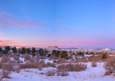 Winter Panoramic Photo of Snow Covered Castle Rock CO