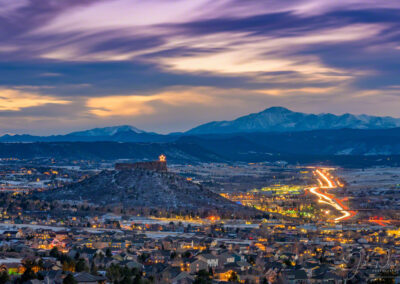 Blustery Winter Photo of Castle Rock Star Jan 2020 with Pikes Peak