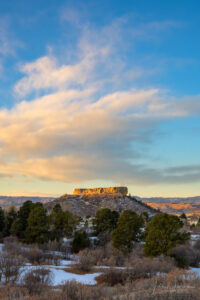 First Morning Light on Castle Rock CO