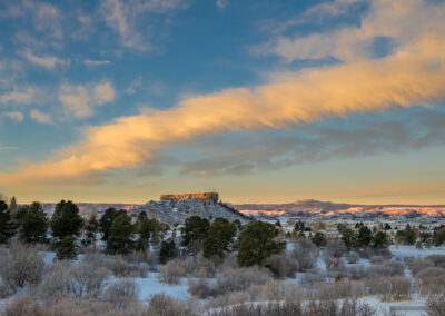 Photo of Blue Skies and Warm Light on Castle Rock Colorado in the Winter