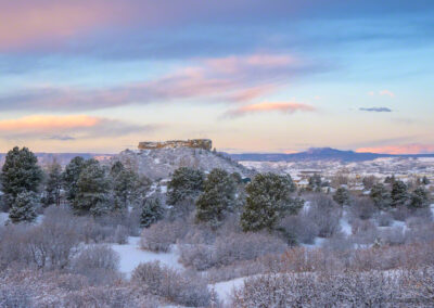 Fresh Covering of Snow in Photo of Castle Rock Colorado