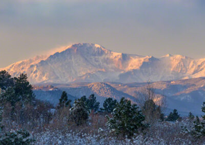 Blustery Winter Morning in Photo of Pikes Peak as seen from Castle Rock CO