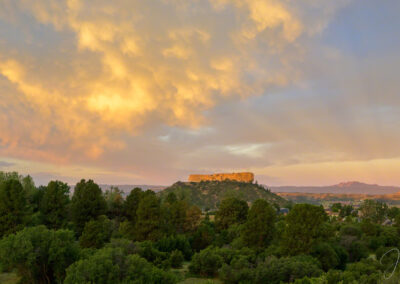 First Light with Light Rays at Sunrise Over Castle Rock Colorado