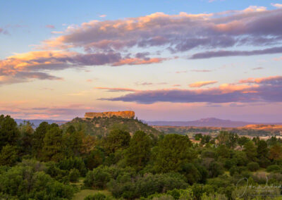 Purple Pink Sunrise Over Castle Rock Colorado at First Light on the Rock