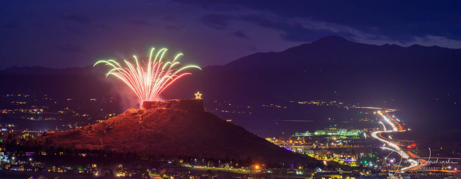 Photo of Castle Rock Starlighting Fireworks and Pikes Peak