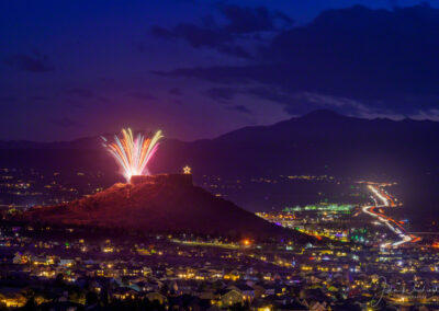 Photo of Multi-Color Burst of Fireworks over Castle Rock CO Starlighting Ceremony