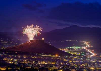 Photo of Castle Rock CO lit up with Fireworks at the Starlighting Ceremony