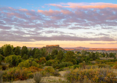 First Light on Castle Rock CO Autumn Colors